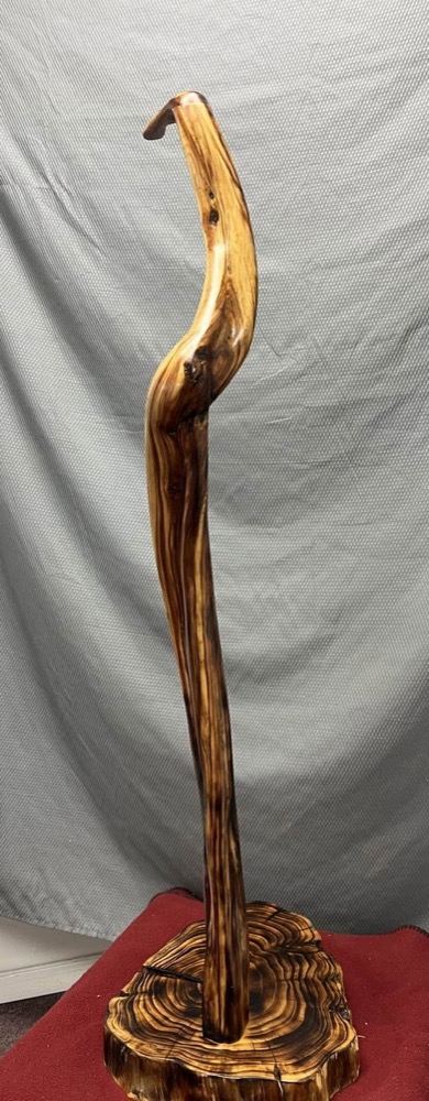 Hand-carved wooden walking cane