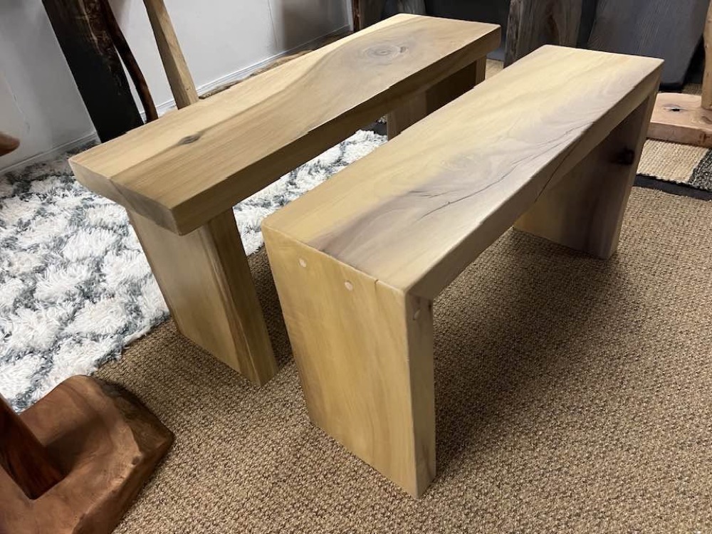 Matching pair of handmade live-edge benches